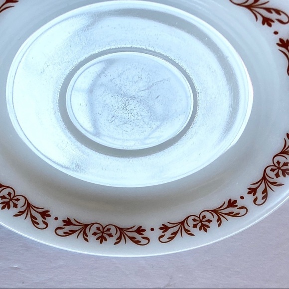 Pyrex Brown Filigree Milk Glass Saucer Plates By Corning  Vintage Made In USA - Picture 6 of 15